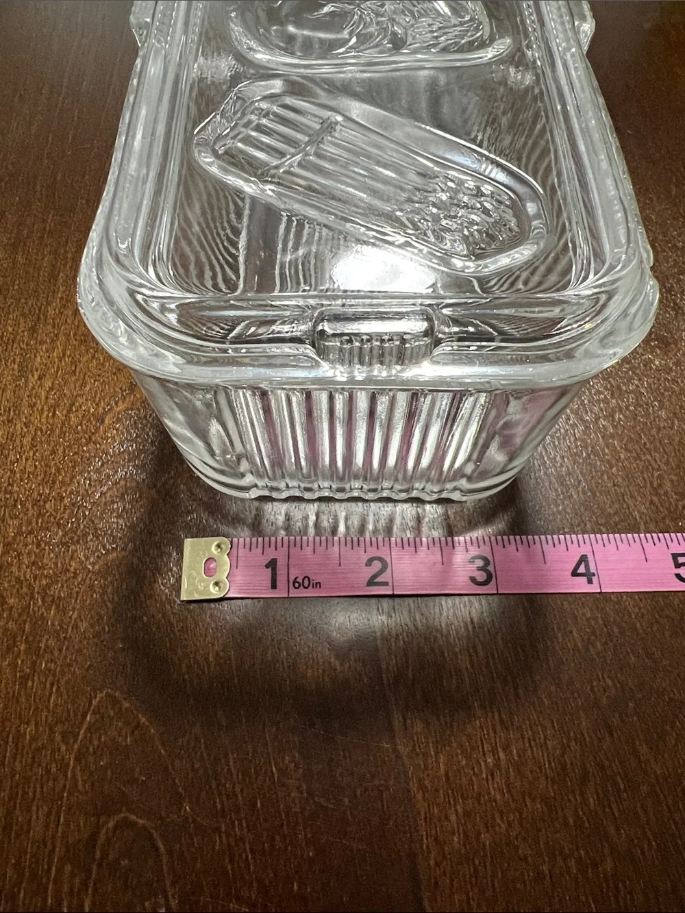 Vintage Clear Glass Dish Loaf Pan with Decorative Lid - Transparent
